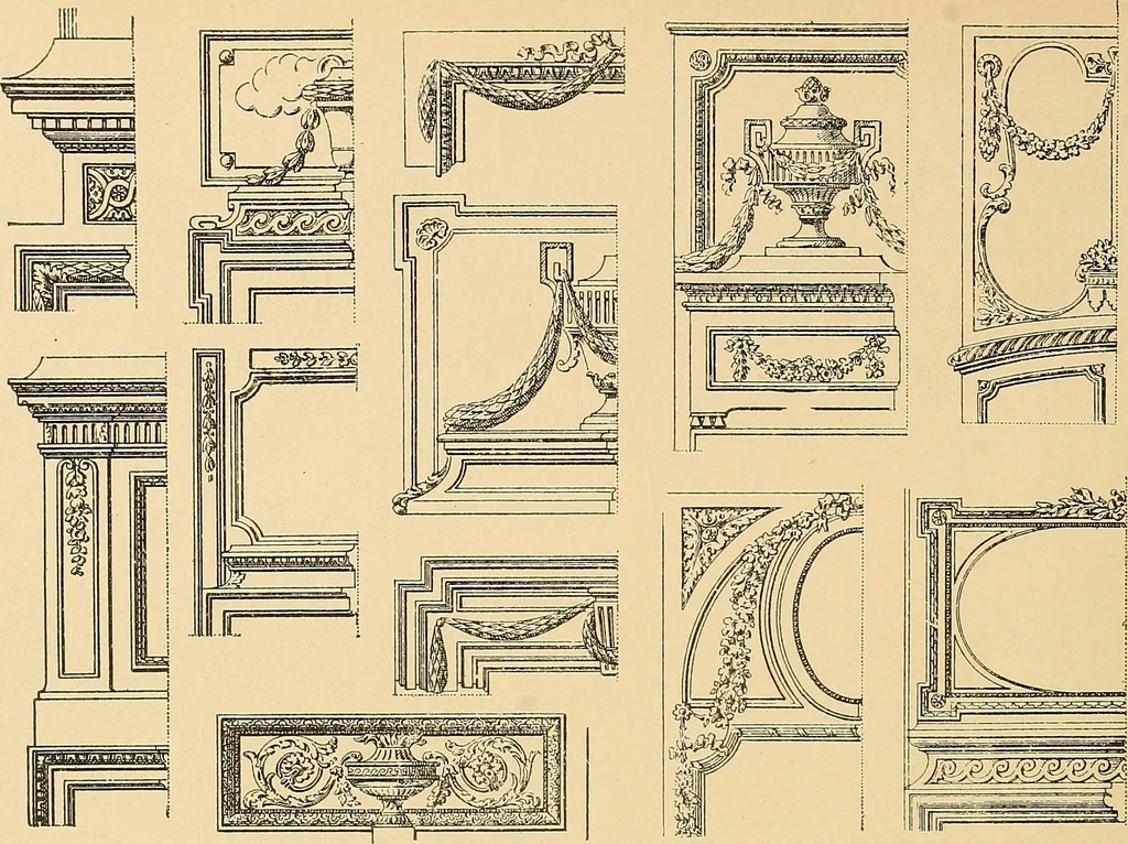 An illustration from Period furnishings; an encyclopedia of historic furniture, decorations and furnishings, 1911, leaf 185