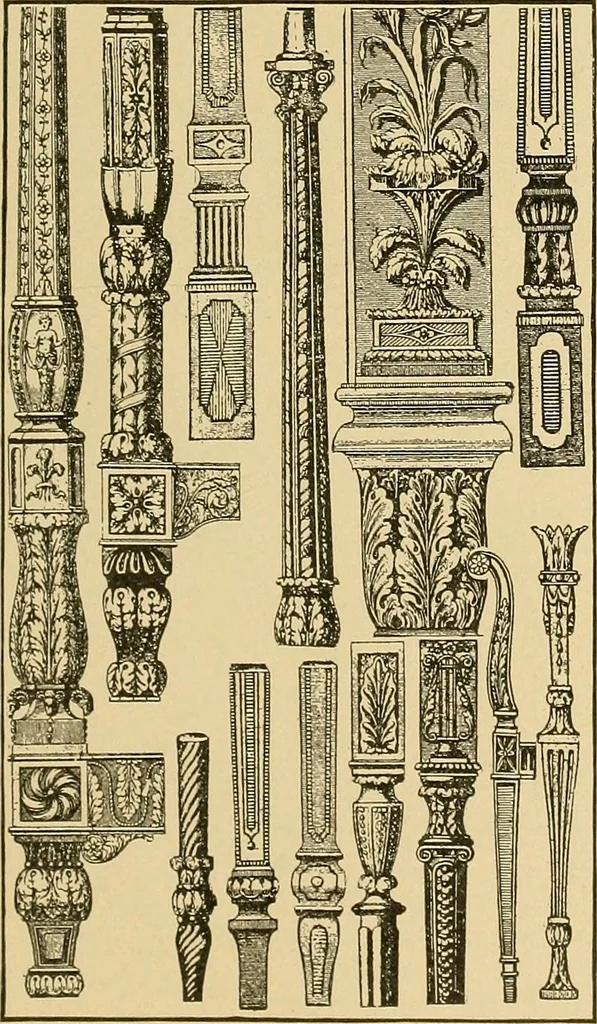 An illustration from Period furnishings; an encyclopedia of historic furniture, decorations and furnishings, 1911, leaf 186