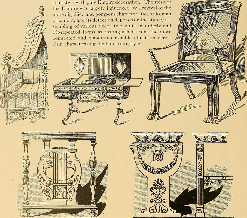An illustration from Period furnishings; an encyclopedia of historic furniture, decorations and furnishings, 1911, leaf 191