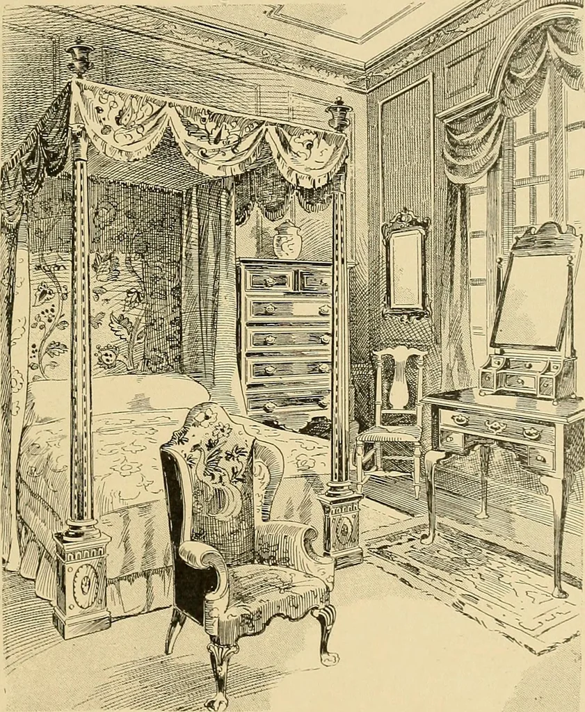 An illustration from Period furnishings; an encyclopedia of historic furniture, decorations and furnishings, 1911, leaf 202