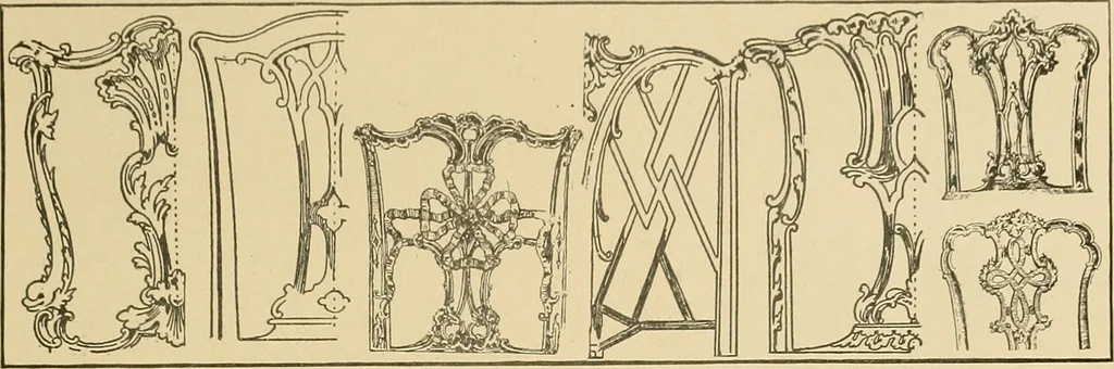 An illustration from Period furnishings; an encyclopedia of historic furniture, decorations and furnishings, 1911, leaf 204