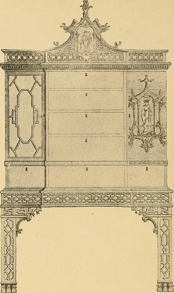 An illustration from Period furnishings; an encyclopedia of historic furniture, decorations and furnishings, 1911, leaf 205