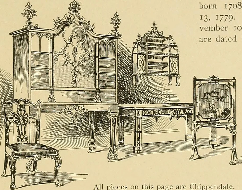 An illustration from Period furnishings; an encyclopedia of historic furniture, decorations and furnishings, 1911, leaf 206