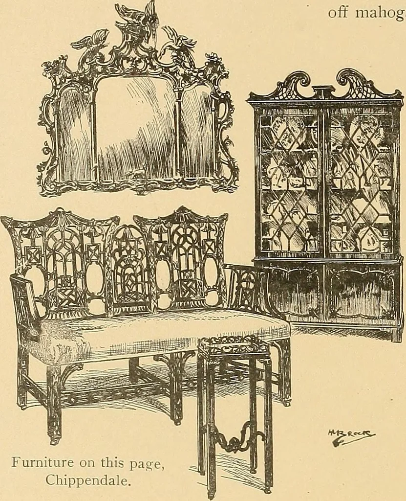 An illustration from Period furnishings; an encyclopedia of historic furniture, decorations and furnishings, 1911, leaf 207