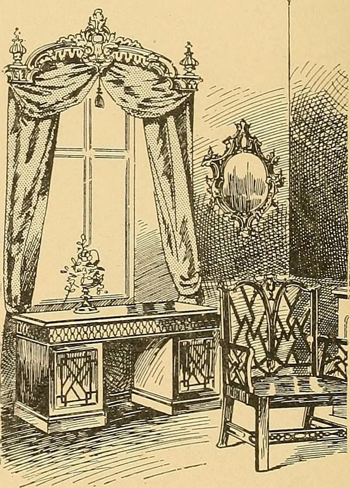 An illustration from Period furnishings; an encyclopedia of historic furniture, decorations and furnishings, 1911, leaf 207