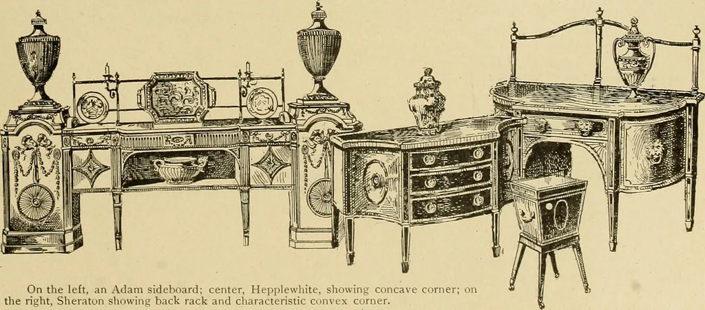 An illustration from Period furnishings; an encyclopedia of historic furniture, decorations and furnishings, 1911, leaf 218