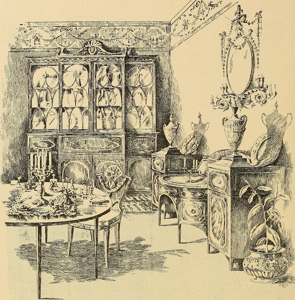 An illustration from Period furnishings; an encyclopedia of historic furniture, decorations and furnishings, 1911, leaf 219