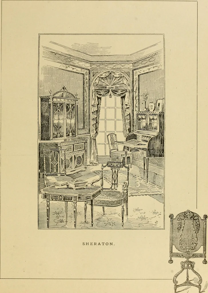 An illustration from Period furnishings; an encyclopedia of historic furniture, decorations and furnishings, 1911, leaf 228