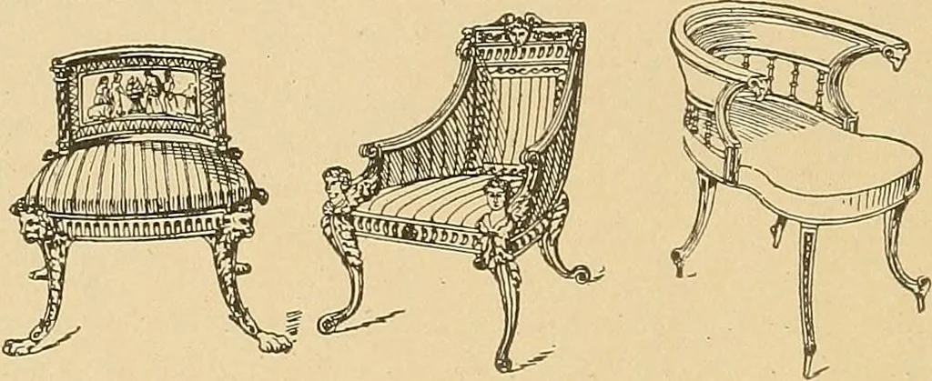 An illustration from Period furnishings; an encyclopedia of historic furniture, decorations and furnishings, 1911, leaf 231
