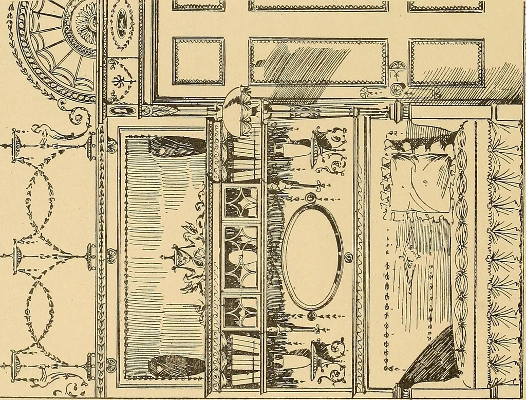 An illustration from Period furnishings; an encyclopedia of historic furniture, decorations and furnishings, 1911, leaf 233