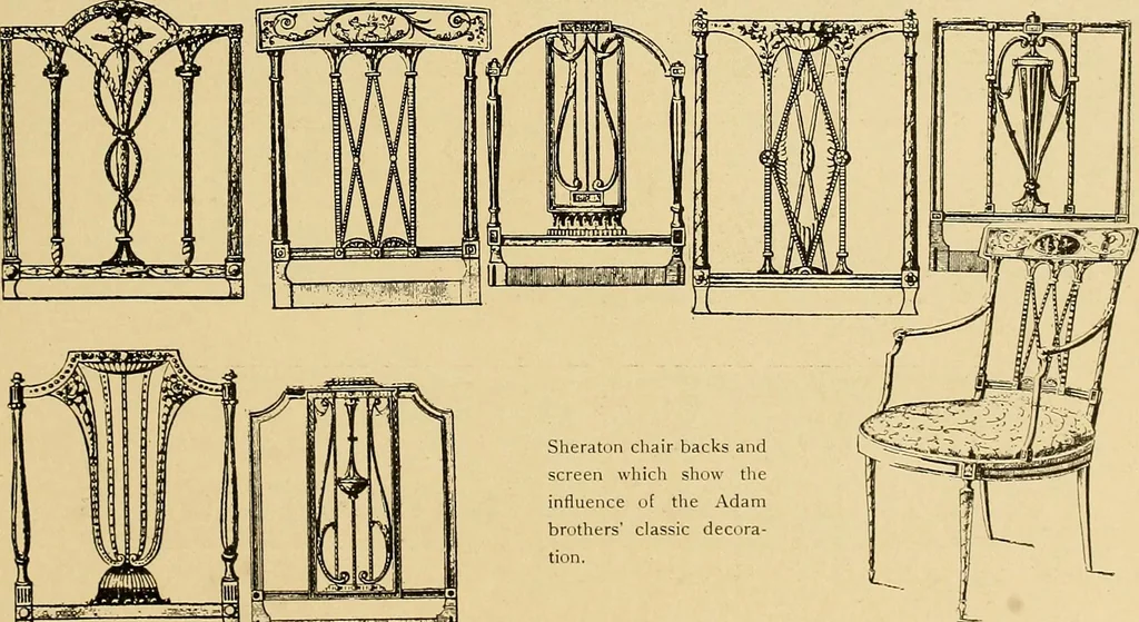 An illustration from Period furnishings; an encyclopedia of historic furniture, decorations and furnishings, 1911, leaf 234