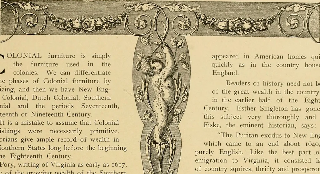 An illustration from Period furnishings; an encyclopedia of historic furniture, decorations and furnishings, 1911, leaf 236