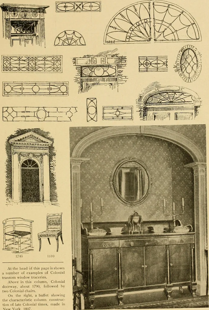 An illustration from Period furnishings; an encyclopedia of historic furniture, decorations and furnishings, 1911, leaf 250