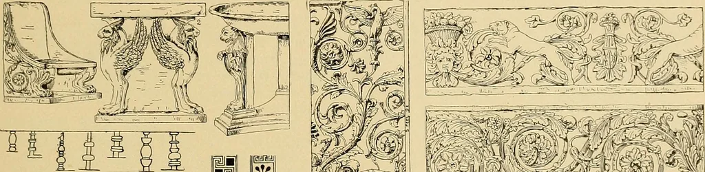 An illustration from Period furnishings; an encyclopedia of historic furniture, decorations and furnishings, 1911, leaf 28
