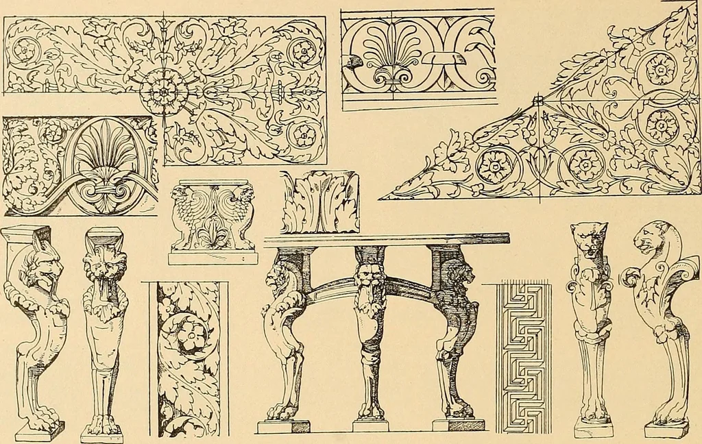 An illustration from Period furnishings; an encyclopedia of historic furniture, decorations and furnishings, 1911, leaf 29