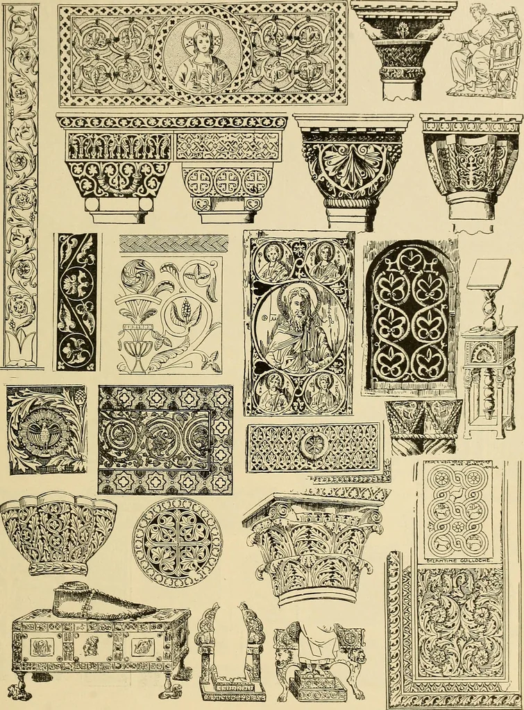 An illustration from Period furnishings; an encyclopedia of historic furniture, decorations and furnishings, 1911, leaf 36