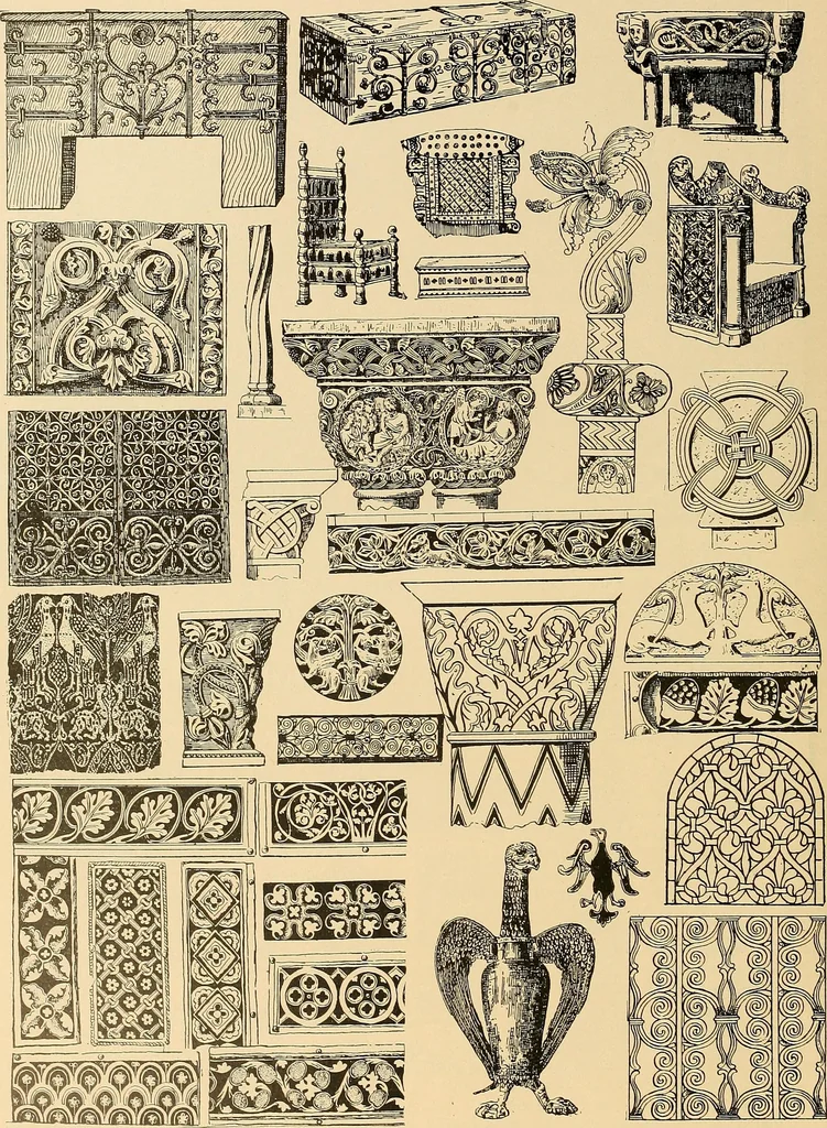 An illustration from Period furnishings; an encyclopedia of historic furniture, decorations and furnishings, 1911, leaf 39