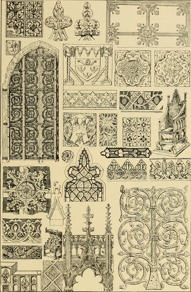 An illustration from Period furnishings; an encyclopedia of historic furniture, decorations and furnishings, 1911, leaf 68