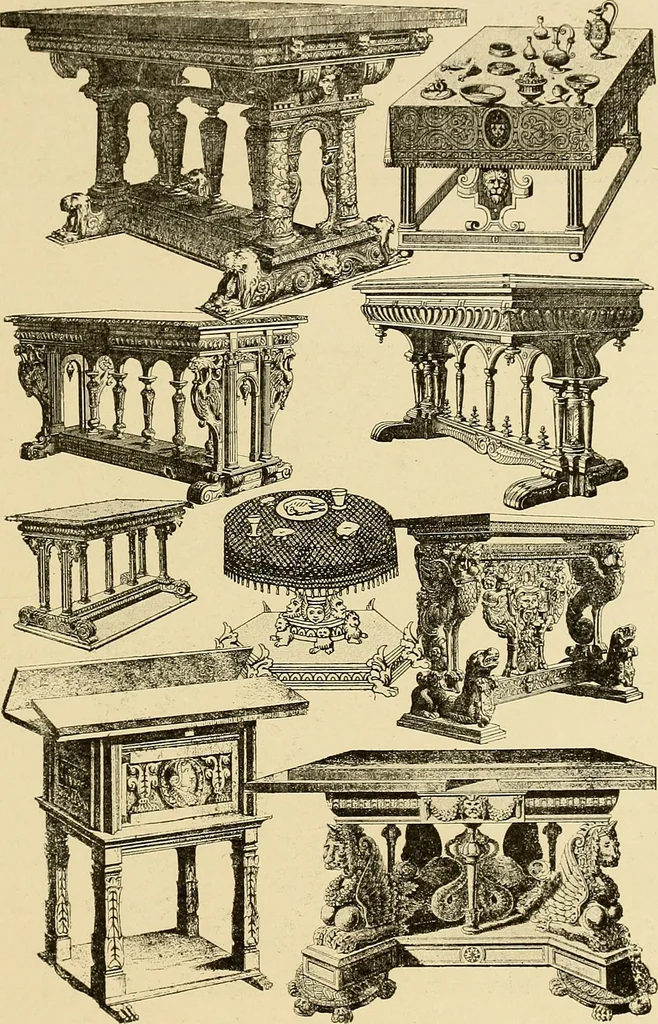 An illustration from Period furnishings; an encyclopedia of historic furniture, decorations and furnishings, 1911, leaf 90