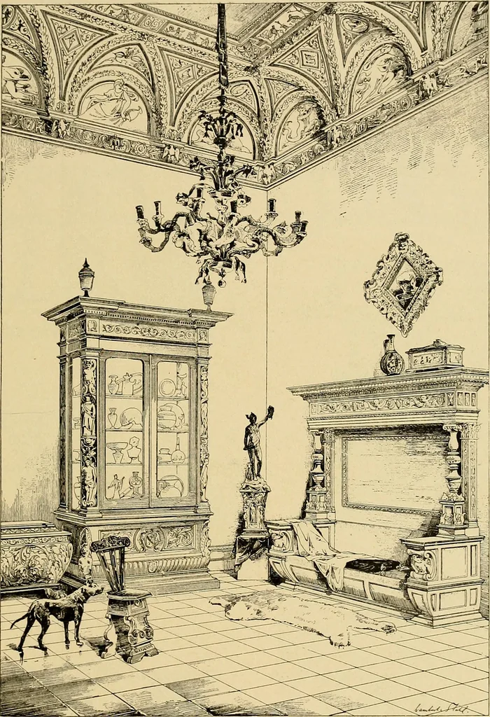 An illustration from Period furnishings; an encyclopedia of historic furniture, decorations and furnishings, 1911, leaf 92