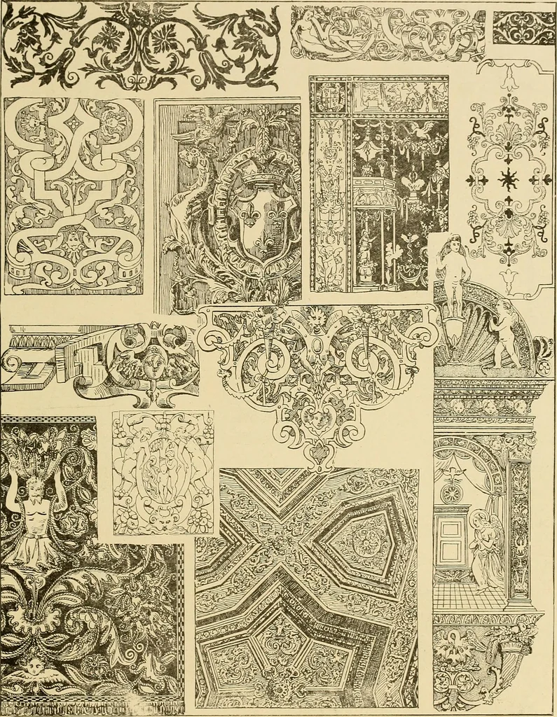 An illustration from Period furnishings; an encyclopedia of historic furniture, decorations and furnishings, 1911, leaf 98