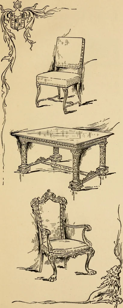 An illustration from Periods of furniture : a concise resumé of all leading types of furniture; descriptions of their derivations concisely told; amply illustrated., 1903, leaf 10