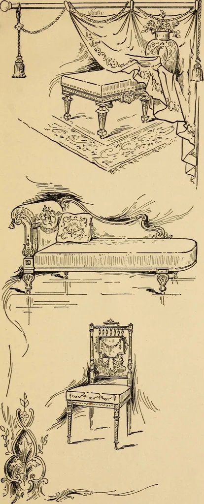 An illustration from Periods of furniture : a concise resumé of all leading types of furniture; descriptions of their derivations concisely told; amply illustrated., 1903, leaf 12