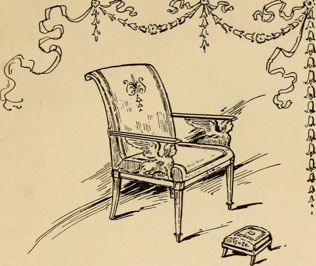 An illustration from Periods of furniture : a concise resumé of all leading types of furniture; descriptions of their derivations concisely told; amply illustrated., 1903, leaf 18