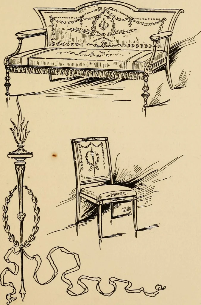 An illustration from Periods of furniture : a concise resumé of all leading types of furniture; descriptions of their derivations concisely told; amply illustrated., 1903, leaf 18