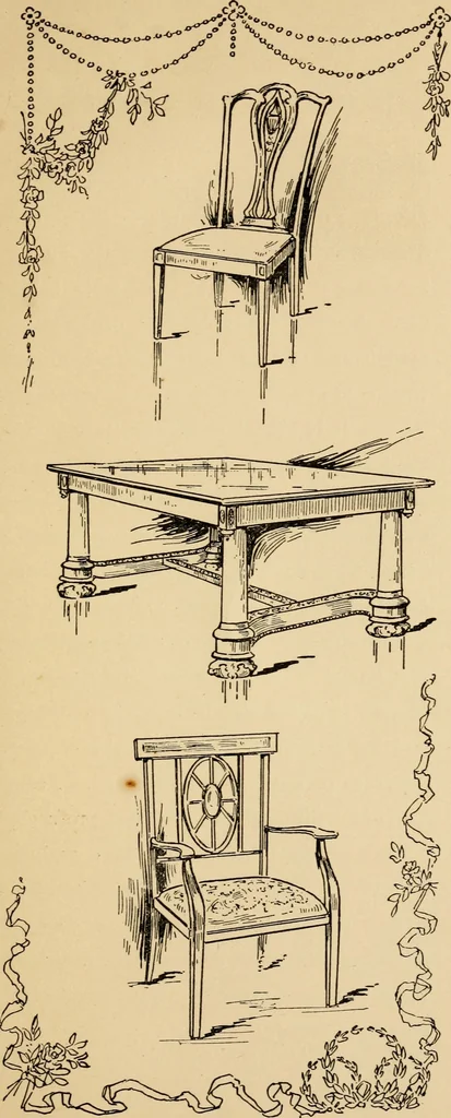 An illustration from Periods of furniture : a concise resumé of all leading types of furniture; descriptions of their derivations concisely told; amply illustrated., 1903, leaf 20