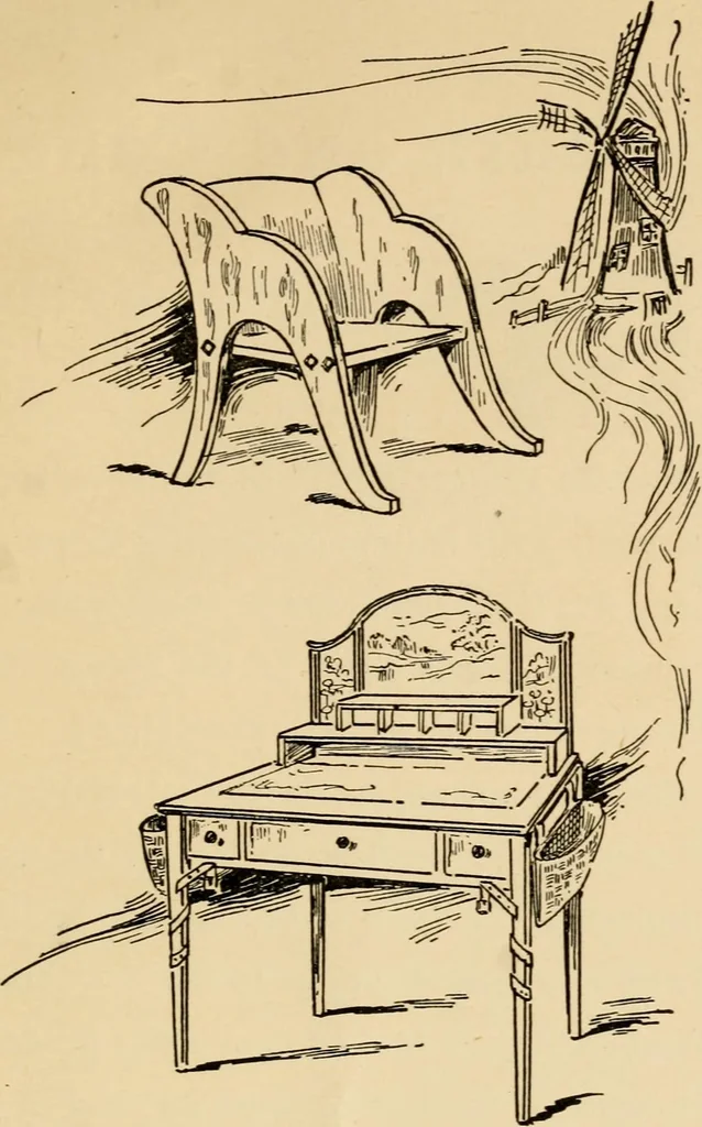 An illustration from Periods of furniture : a concise resumé of all leading types of furniture; descriptions of their derivations concisely told; amply illustrated., 1903, leaf 28