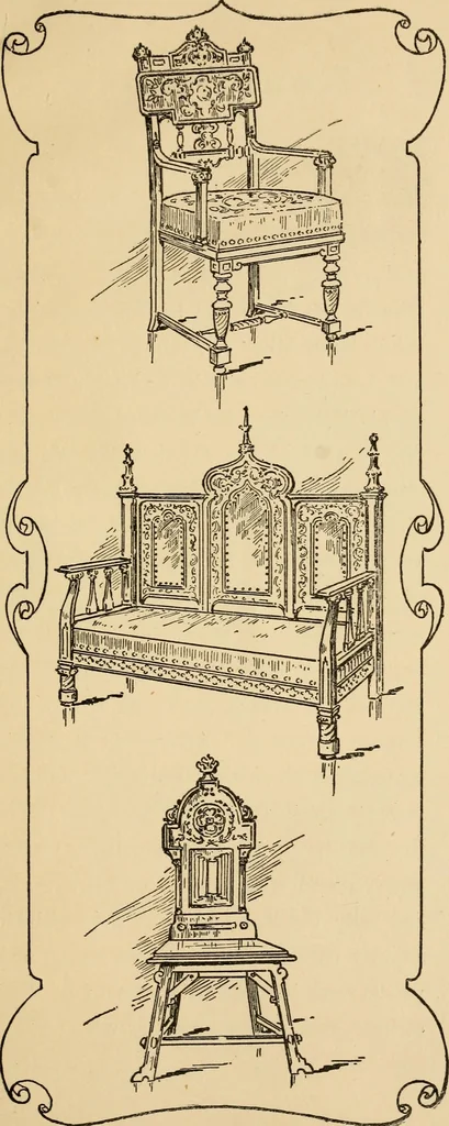 An illustration from Periods of furniture : a concise resumé of all leading types of furniture; descriptions of their derivations concisely told; amply illustrated., 1903, leaf 6
