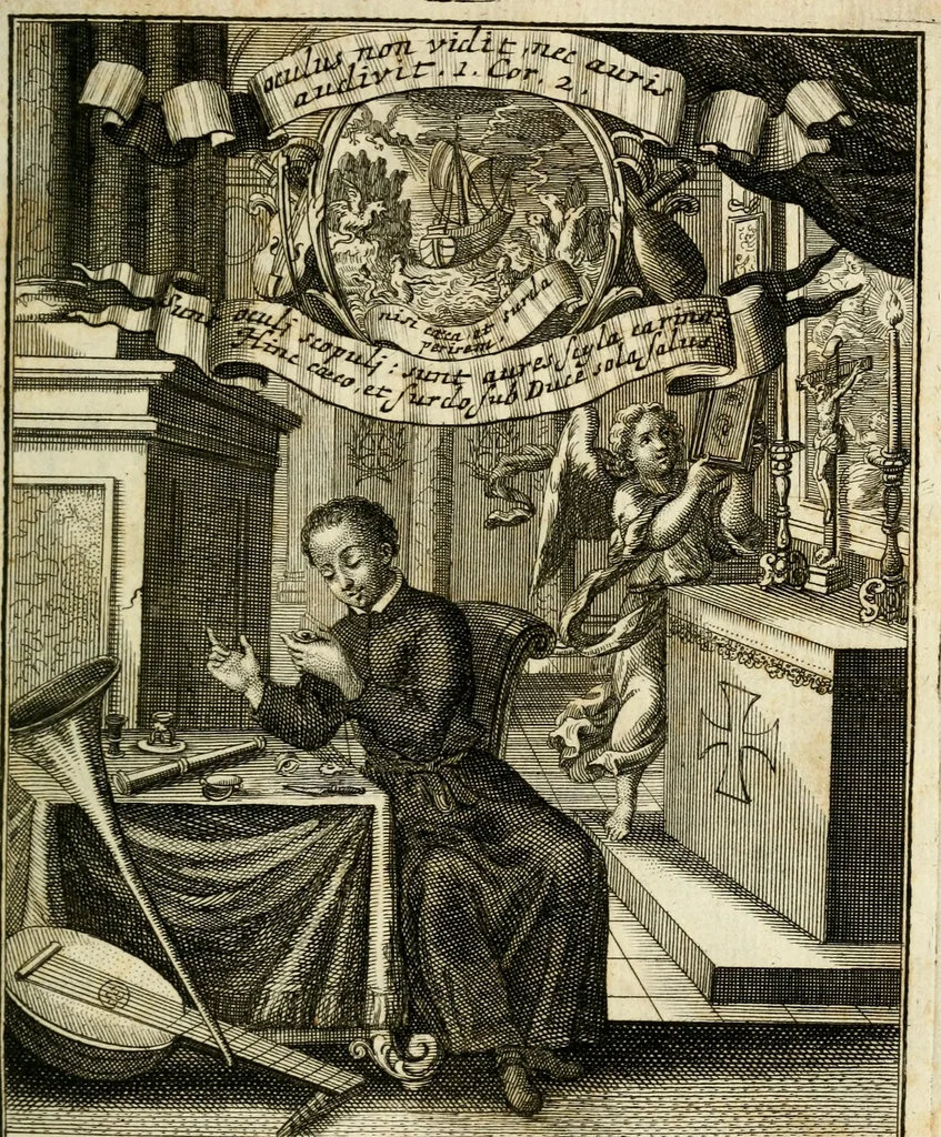 An illustration from Peripateticus nostri temporis, seu, Philosophus discursivus : in biennali cursu, per discursus symbolico-physicos, ad discursum, juxta sanctorum philosophorum exempla, piè curiosum instructus .., 1724, leaf 116