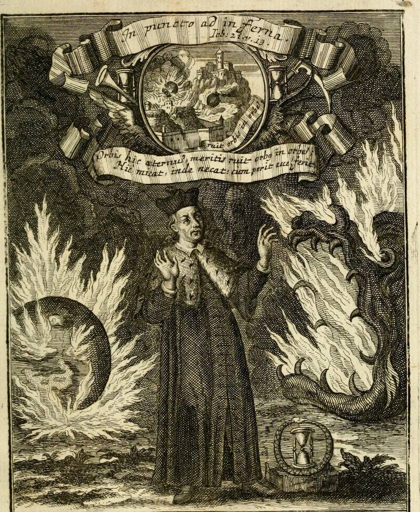 An illustration from Peripateticus nostri temporis, seu, Philosophus discursivus : in biennali cursu, per discursus symbolico-physicos, ad discursum, juxta sanctorum philosophorum exempla, piè curiosum instructus .., 1724, leaf 244
