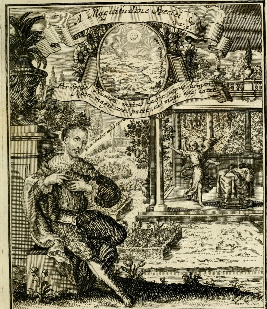 An illustration from Peripateticus nostri temporis, seu, Philosophus discursivus : in biennali cursu, per discursus symbolico-physicos, ad discursum, juxta sanctorum philosophorum exempla, piè curiosum instructus .., 1724, leaf 280