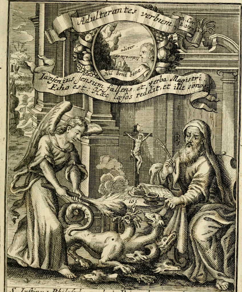 An illustration from Peripateticus nostri temporis, seu, Philosophus discursivus : in biennali cursu, per discursus symbolico-physicos, ad discursum, juxta sanctorum philosophorum exempla, piè curiosum instructus .., 1724, leaf 318