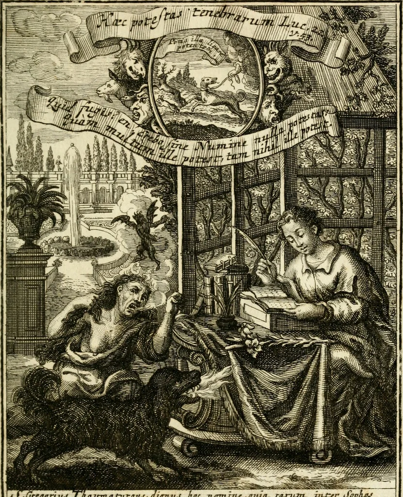 An illustration from Peripateticus nostri temporis, seu, Philosophus discursivus : in biennali cursu, per discursus symbolico-physicos, ad discursum, juxta sanctorum philosophorum exempla, piè curiosum instructus .., 1724, leaf 402