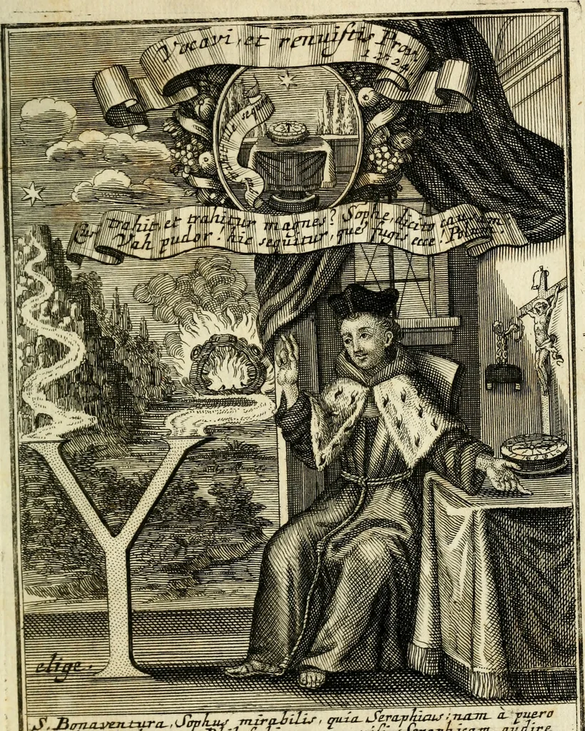 An illustration from Peripateticus nostri temporis, seu, Philosophus discursivus : in biennali cursu, per discursus symbolico-physicos, ad discursum, juxta sanctorum philosophorum exempla, piè curiosum instructus .., 1724, leaf 480