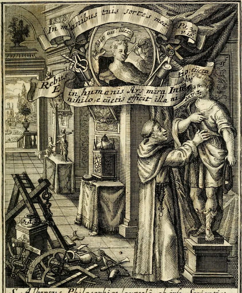 An illustration from Peripateticus nostri temporis, seu, Philosophus discursivus : in biennali cursu, per discursus symbolico-physicos, ad discursum, juxta sanctorum philosophorum exempla, piè curiosum instructus .., 1724, leaf 552