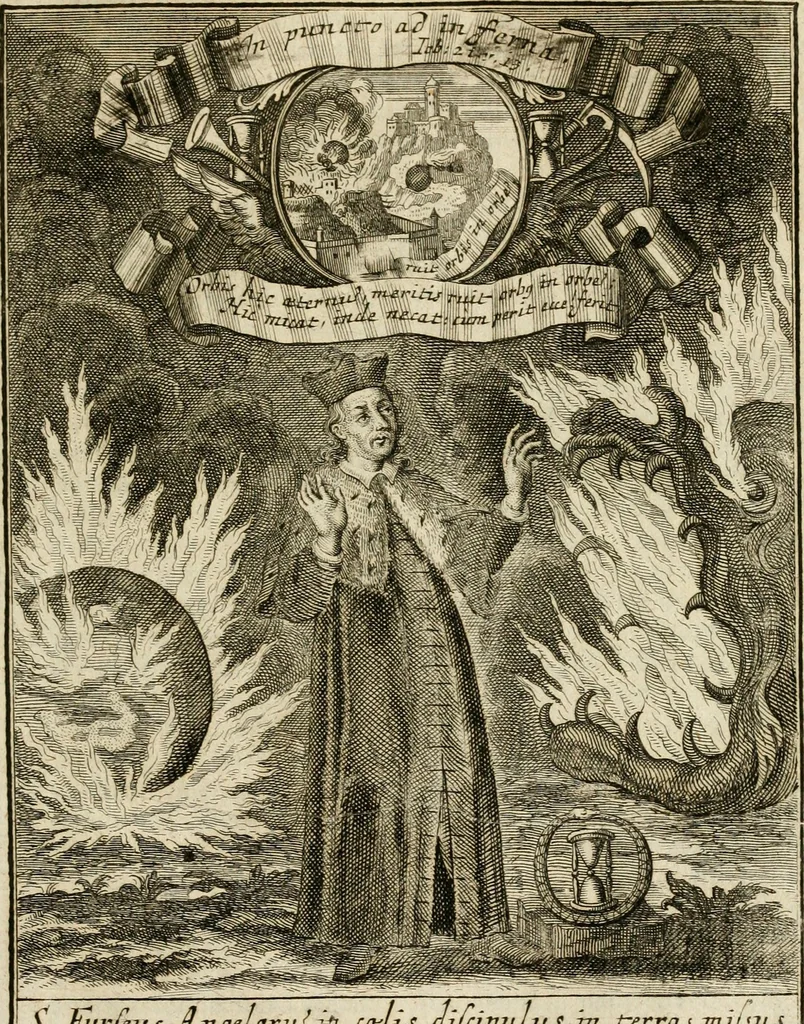 An illustration from Peripateticus nostri temporis, seu, Philosophus discursivus : per discursus symbolico-physicos, ad discursum, juxta sanctorum philosophorum exempla, pie curiosum instructus, 1755, leaf 198