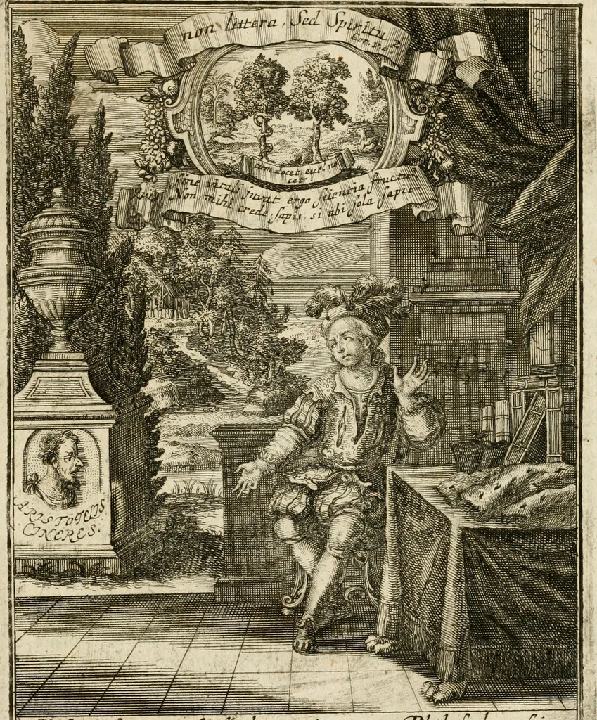 An illustration from Peripateticus nostri temporis, seu, Philosophus discursivus : per discursus symbolico-physicos, ad discursum, juxta sanctorum philosophorum exempla, pie curiosum instructus, 1755, leaf 206