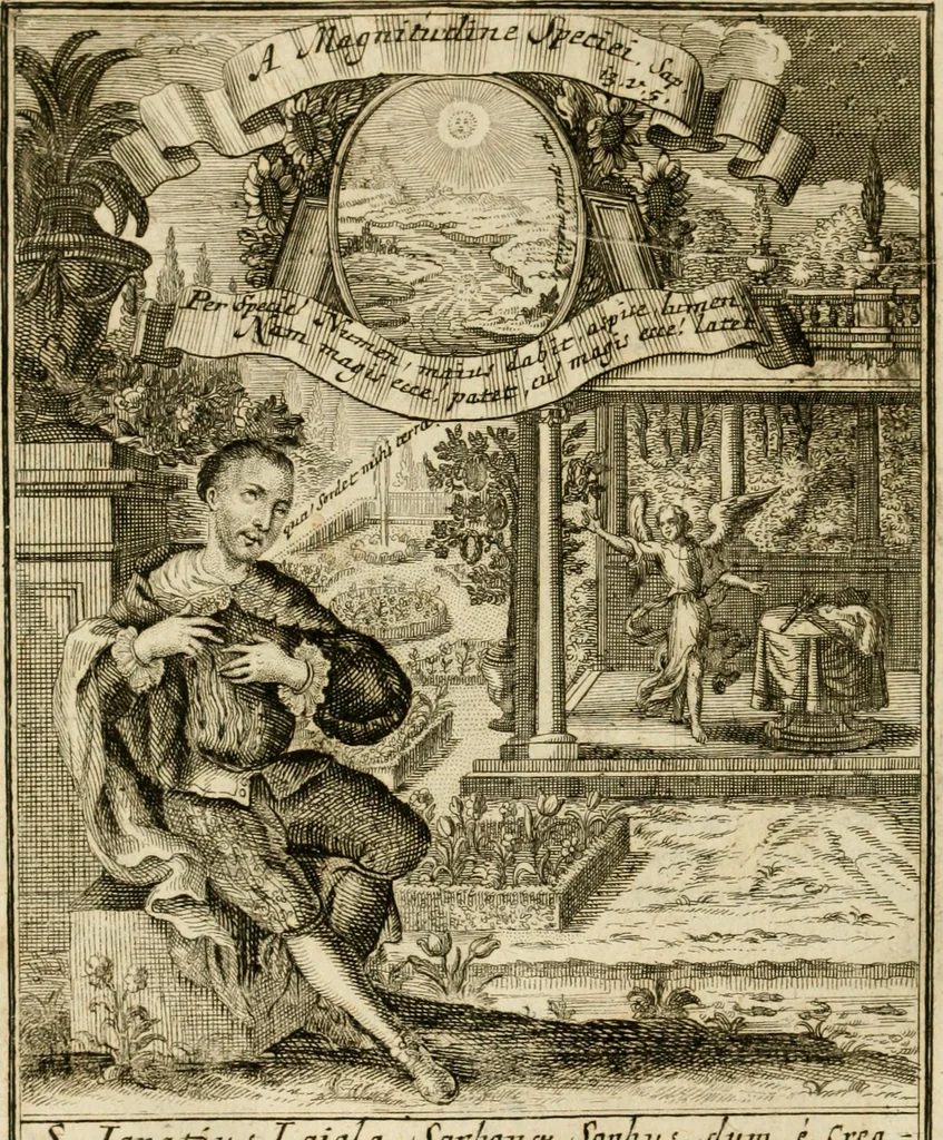 An illustration from Peripateticus nostri temporis, seu, Philosophus discursivus : per discursus symbolico-physicos, ad discursum, juxta sanctorum philosophorum exempla, pie curiosum instructus, 1755, leaf 253