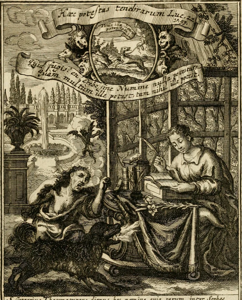 An illustration from Peripateticus nostri temporis, seu, Philosophus discursivus : per discursus symbolico-physicos, ad discursum, juxta sanctorum philosophorum exempla, pie curiosum instructus, 1755, leaf 320