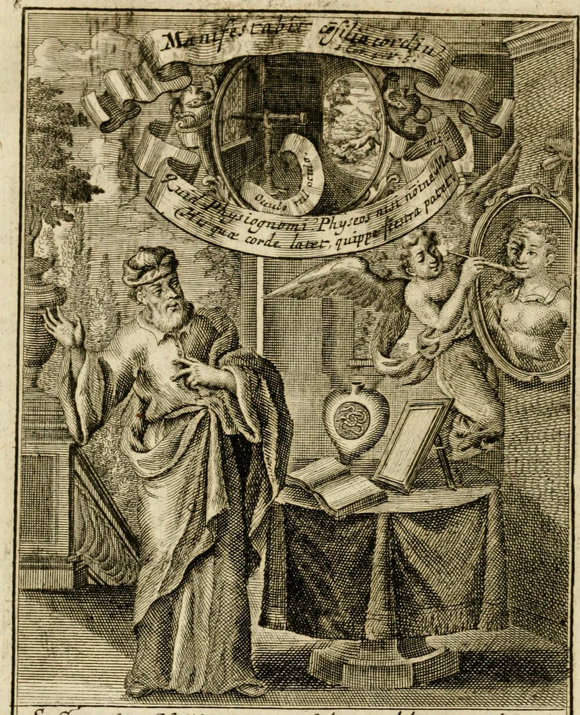 An illustration from Peripateticus nostri temporis, seu, Philosophus discursivus : per discursus symbolico-physicos, ad discursum, juxta sanctorum philosophorum exempla, pie curiosum instructus, 1755, leaf 329