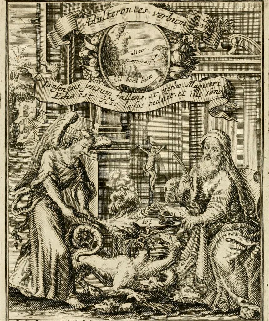 An illustration from Peripateticus nostri temporis, seu, Philosophus discursivus : per discursus symbolico-physicos, ad discursum, juxta sanctorum philosophorum exempla, pie curiosum instructus, 1755, leaf 472
