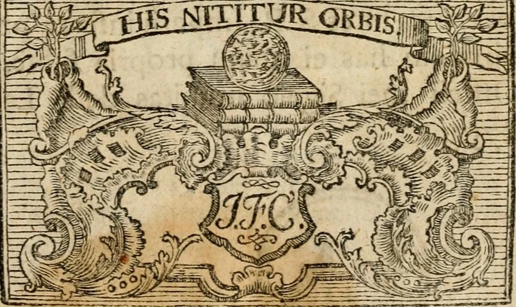 An illustration from Peripateticus nostri temporis, seu, Philosophus discursivus : per discursus symbolico-physicos, ad discursum, juxta sanctorum philosophorum exempla, pie curiosum instructus, 1755, leaf 6