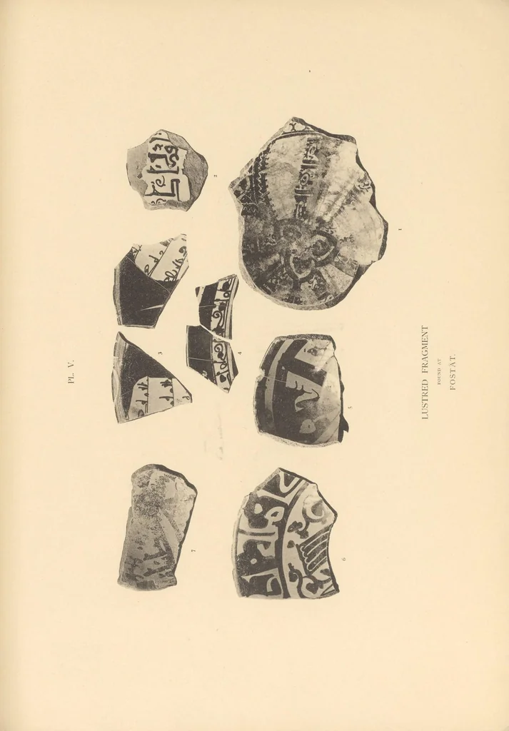 An illustration from The Persian lustre vase in the Imperial Hermitage at St. Petersburg, and some fragments of lustre vases found near Cairo at Fostât, 1899, leaf 21
