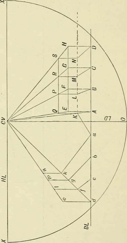 An illustration from Perspective and geometrical drawing : adapted to the use of candidates for second and third-class teachers' certificates, 1887, leaf 33