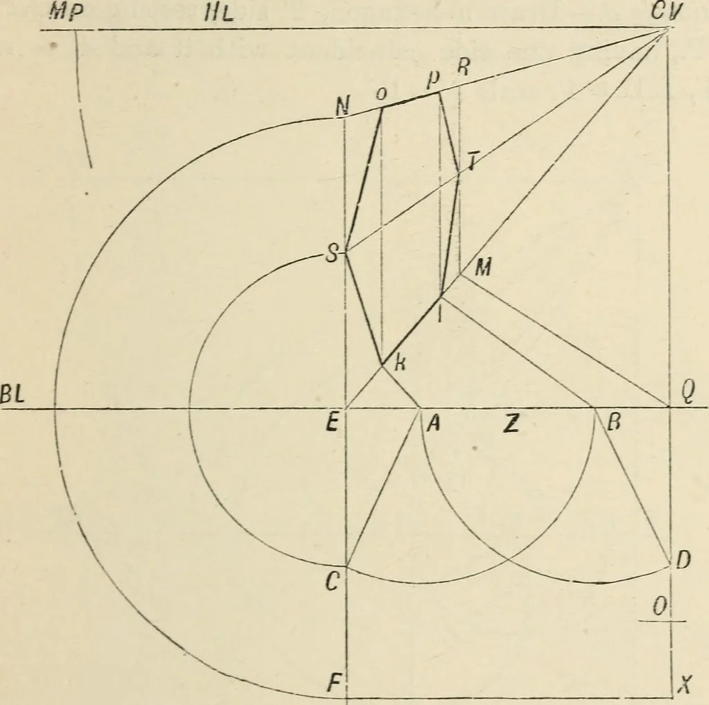 An illustration from Perspective and geometrical drawing : adapted to the use of candidates for second and third-class teachers' certificates, 1887, leaf 52