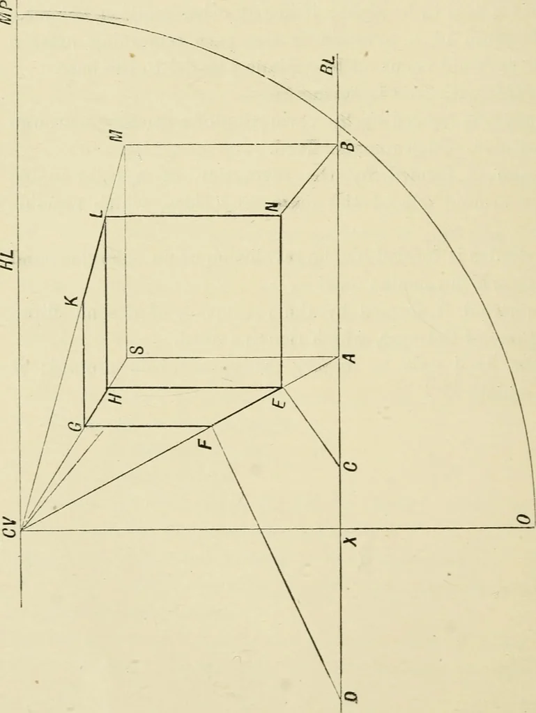 An illustration from Perspective and geometrical drawing : adapted to the use of candidates for second and third-class teachers' certificates, 1887, leaf 69